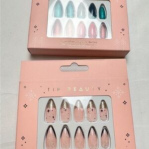 Tip Beauty Nail Set with Glitter and Patterns (Brand New)